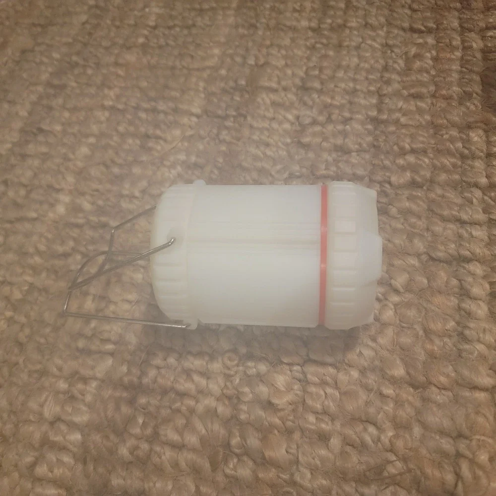INTERNOVA White Portable Lantern with Red Band and Metal Handle Camping Outdoor